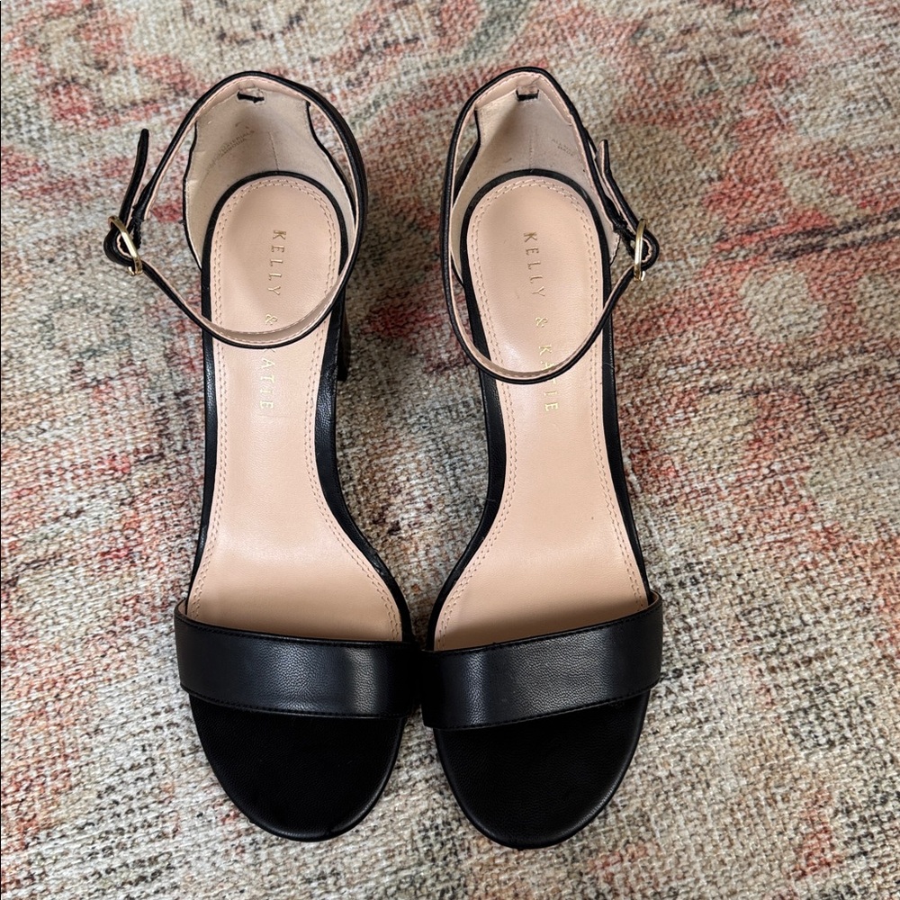 Kelly & Katie Black Ankle-Strap 3” Heels - Sz8